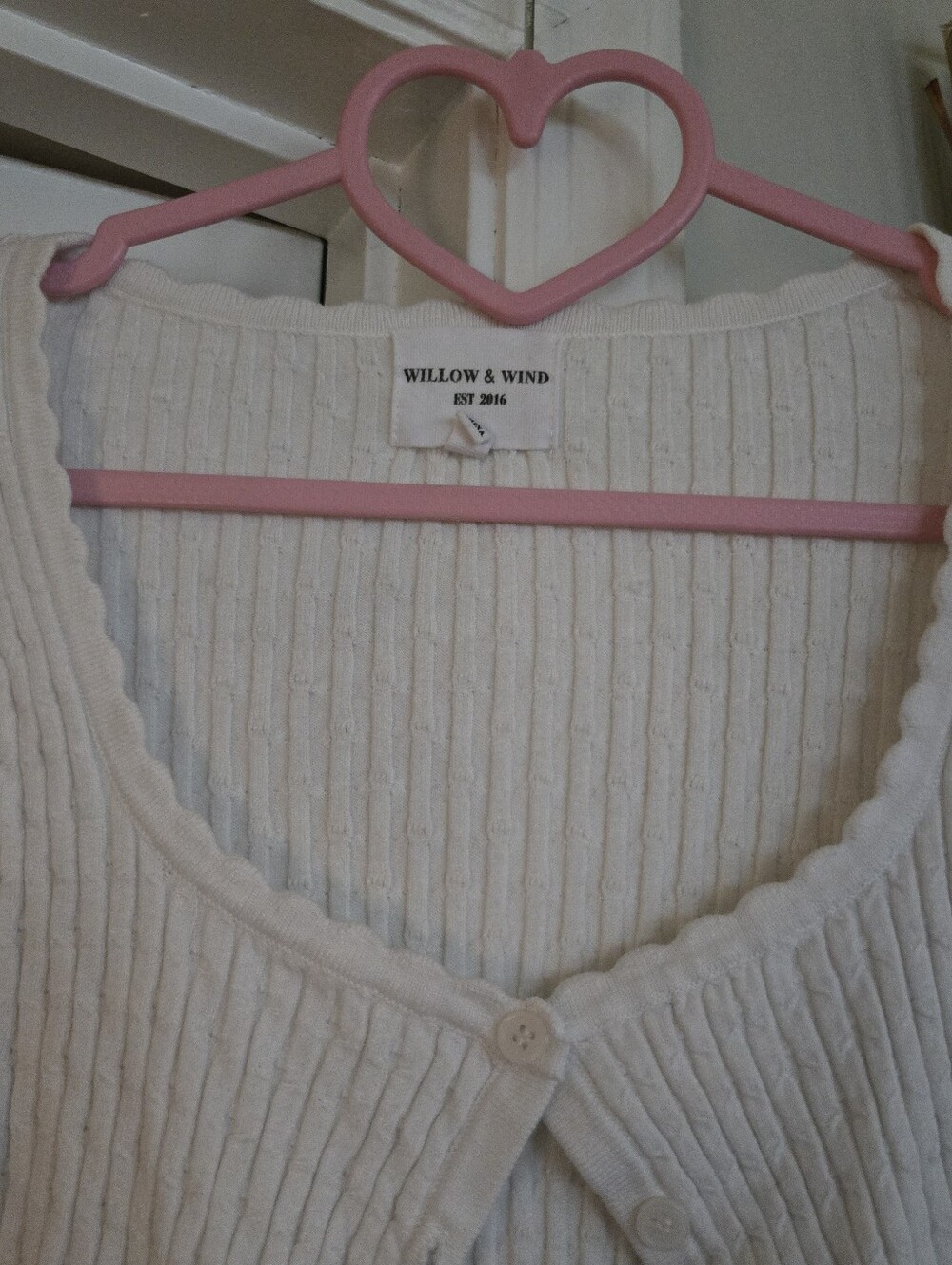 Willow & Wind Ribbed Knit Long Sleeve Scoop Neck White Cardigan Sweater Md - Picture 3 of 7